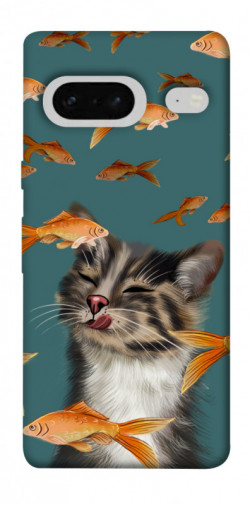 Чехол itsPrint Cat with fish для Google Pixel 7