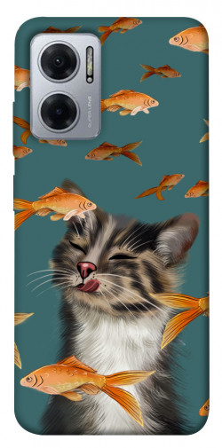 Чехол itsPrint Cat with fish для Xiaomi Redmi Note 11E