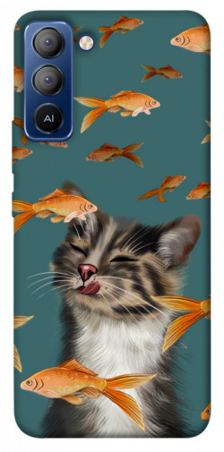 Чехол itsPrint Cat with fish для TECNO Pop 5 LTE