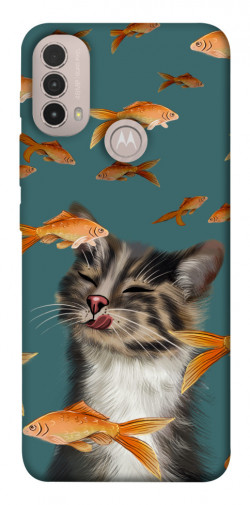 Чехол itsPrint Cat with fish для Motorola Moto E40