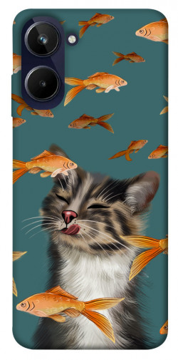 Чехол itsPrint Cat with fish для Realme 10 4G