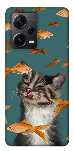 Чохол itsPrint Cat with fish для Xiaomi Redmi Note 12 Pro+ 5G