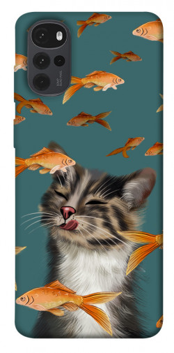 Чехол itsPrint Cat with fish для Motorola Moto G22