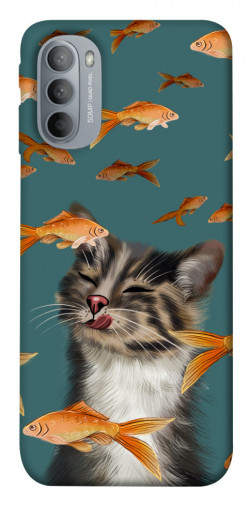 Чехол itsPrint Cat with fish для Motorola Moto G31