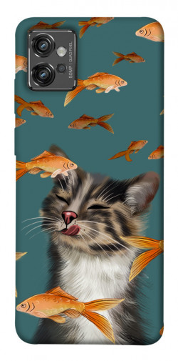 Чехол itsPrint Cat with fish для Motorola Moto G32