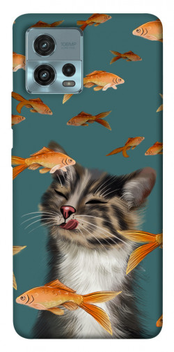 Чехол itsPrint Cat with fish для Motorola Moto G72