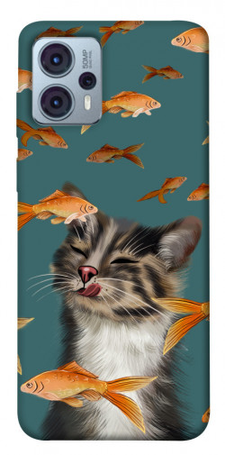 Чехол itsPrint Cat with fish для Motorola Moto G23