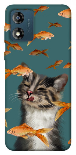 Чехол itsPrint Cat with fish для Motorola Moto E13