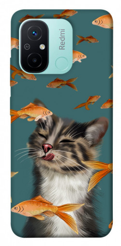 Чехол itsPrint Cat with fish для Xiaomi Redmi 12C