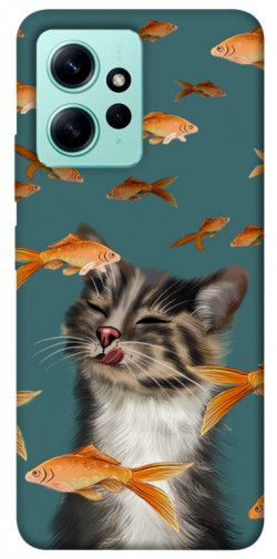 Чехол itsPrint Cat with fish для Xiaomi Redmi Note 12 4G