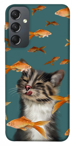 Чехол itsPrint Cat with fish для Samsung Galaxy A24 4G