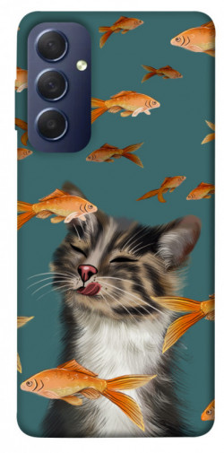 Чехол itsPrint Cat with fish для Samsung Galaxy M54 5G