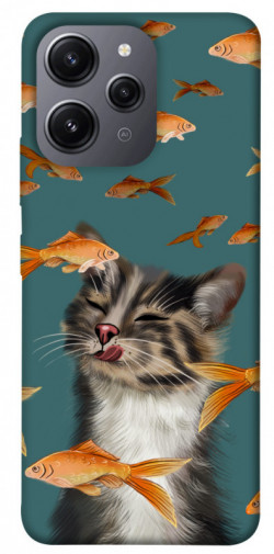 Чехол itsPrint Cat with fish для Xiaomi Redmi 12