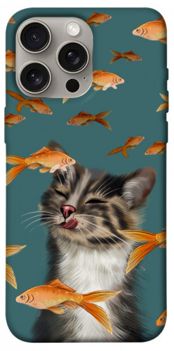 Чехол itsPrint Cat with fish для Apple iPhone 15 Pro Max (6.7")