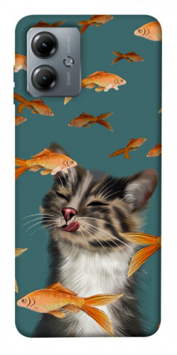 Чехол itsPrint Cat with fish для Motorola Moto G14