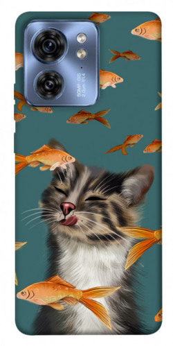 Чехол itsPrint Cat with fish для Motorola Edge 40