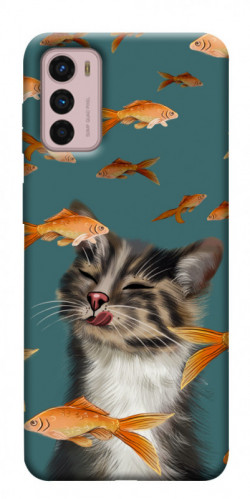 Чехол itsPrint Cat with fish для Motorola Moto G42