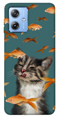 Чехол itsPrint Cat with fish для Motorola Moto G84