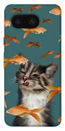Чехол itsPrint Cat with fish для Google Pixel 8