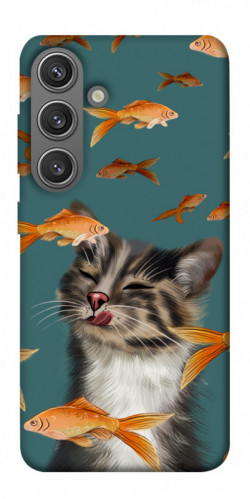 Чехол itsPrint Cat with fish для Samsung Galaxy S24
