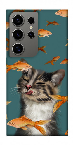Чехол itsPrint Cat with fish для Samsung Galaxy S24 Ultra