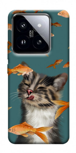 Чехол itsPrint Cat with fish для Xiaomi 14 Pro