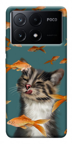 Чехол itsPrint Cat with fish для Xiaomi Poco X6