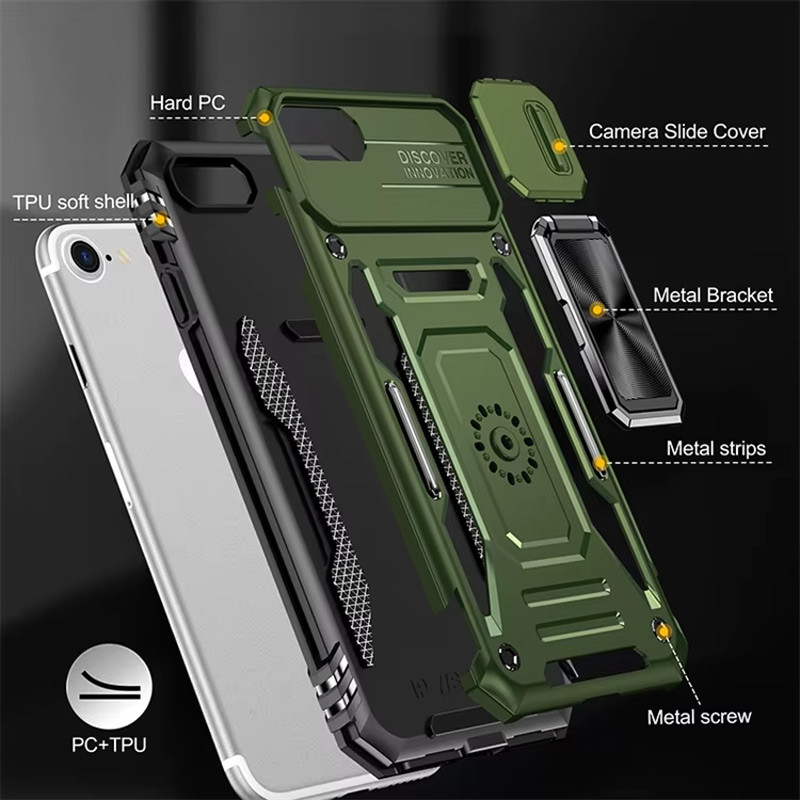 Противоударный чехол Camshield Army Ring для Apple iPhone 7 / 8 (4.7) | Бронированый с кольцом-подставкой на картинке №6