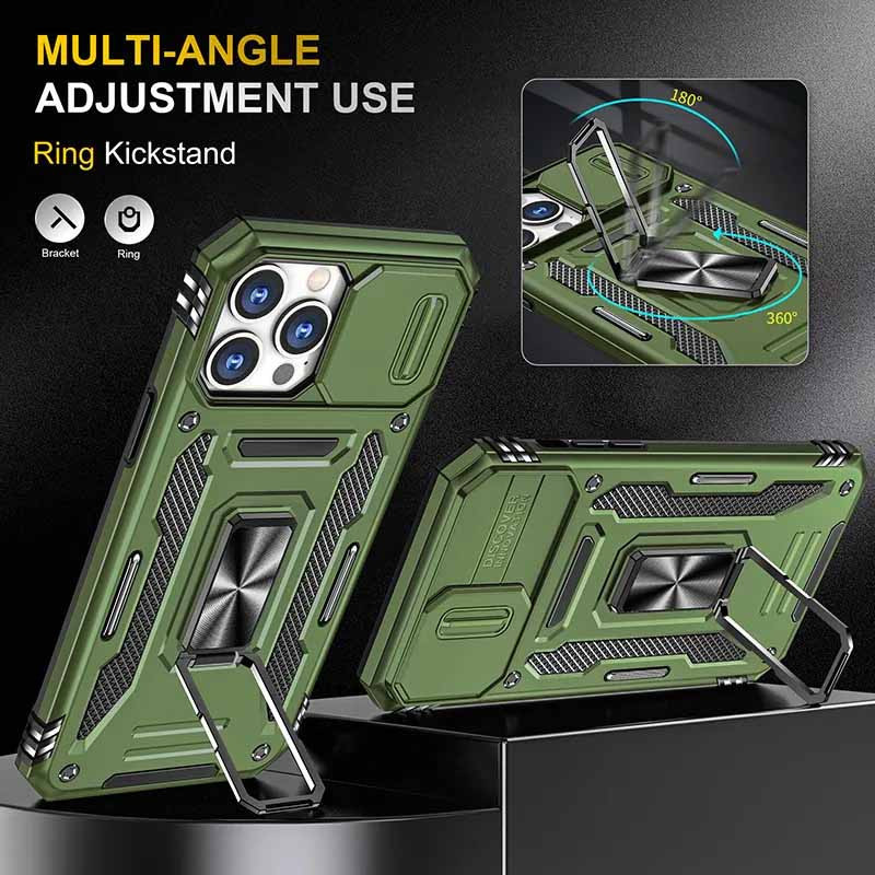 Противоударный чехол Camshield Army Ring для Apple iPhone 12 Pro (6.1) | Бронированый с кольцом-подставкой на картинке №4