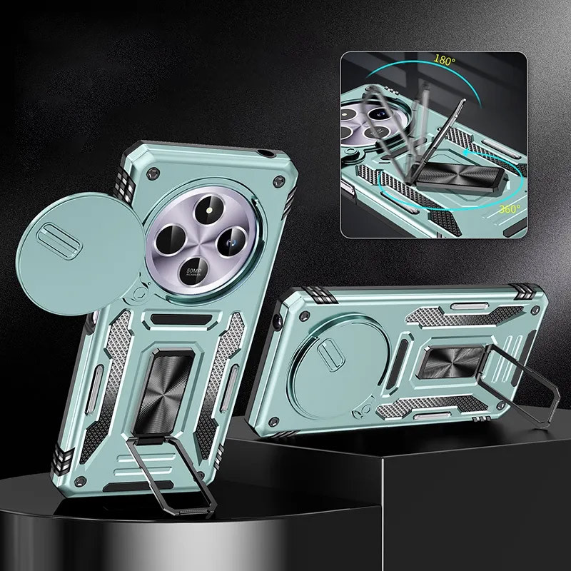 Противоударный чехол Camshield Army Ring для Xiaomi Redmi 14C / Poco C75 | Бронированый с кольцом-подставкой на картинке №4