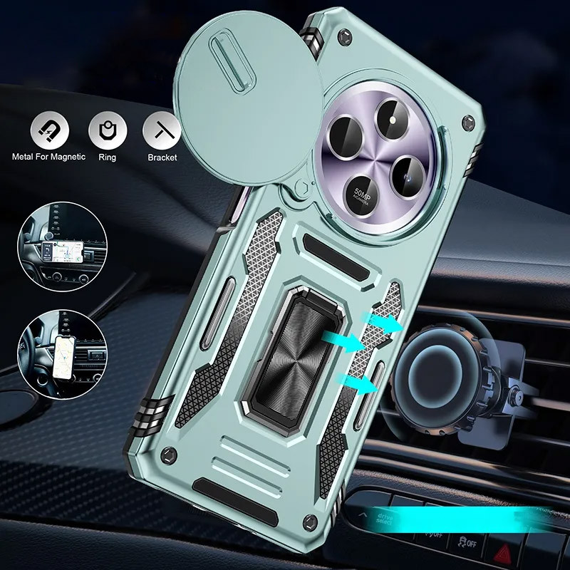 Противоударный чехол Camshield Army Ring для Xiaomi Redmi 14C / Poco C75 | Бронированый с кольцом-подставкой на картинке №5