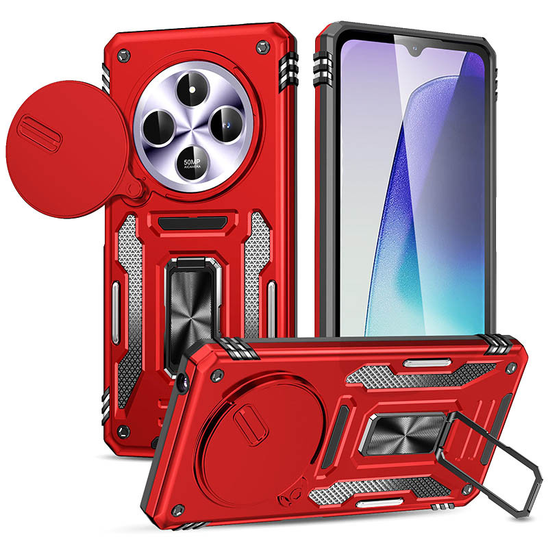 Противоударный чехол Camshield Army Ring для Xiaomi Redmi 14C / Poco C75 | Бронированый с кольцом-подставкой на картинке №1