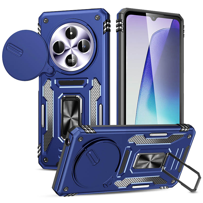 Противоударный чехол Camshield Army Ring для Xiaomi Redmi 14C / Poco C75 | Бронированый с кольцом-подставкой на картинке №1