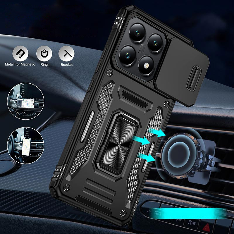 Противоударный чехол Camshield Army Ring для Xiaomi 14T | Бронированый с кольцом-подставкой на картинке №2