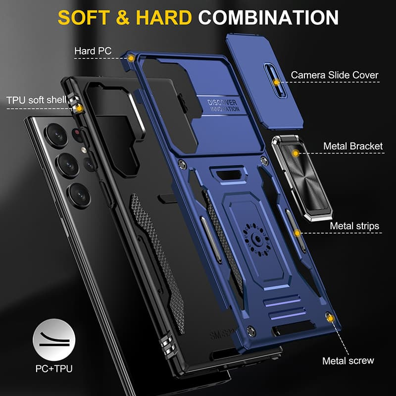 Ударопрочный чехол Camshield Army Ring для Samsung Galaxy S25 Ultra, Синий / Navy 1, Силикон, купить оптом с доставкой