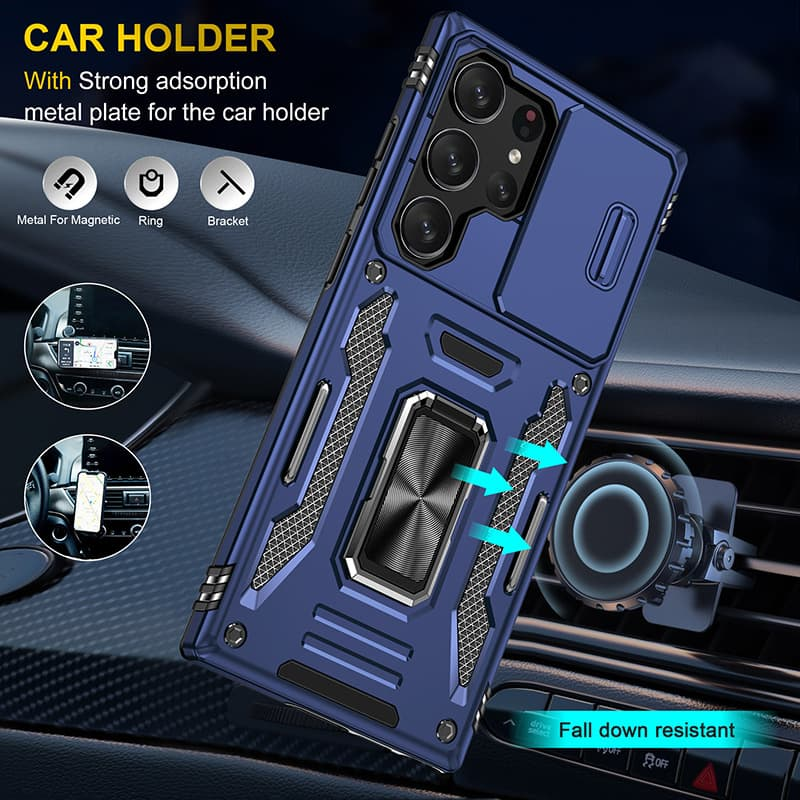 Ударопрочный чехол Camshield Army Ring для Samsung Galaxy S25 Ultra, Синий / Navy 3, Силикон, купить оптом с доставкой