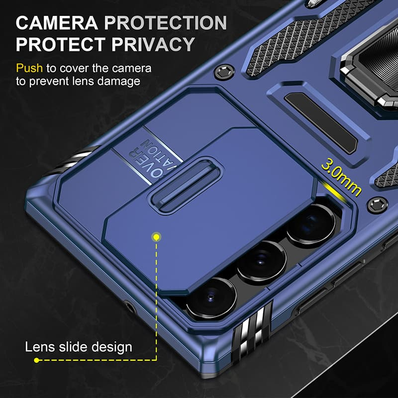 Ударопрочный чехол Camshield Army Ring для Samsung Galaxy S25 Ultra, Синий / Navy 4, Силикон, купить оптом с доставкой