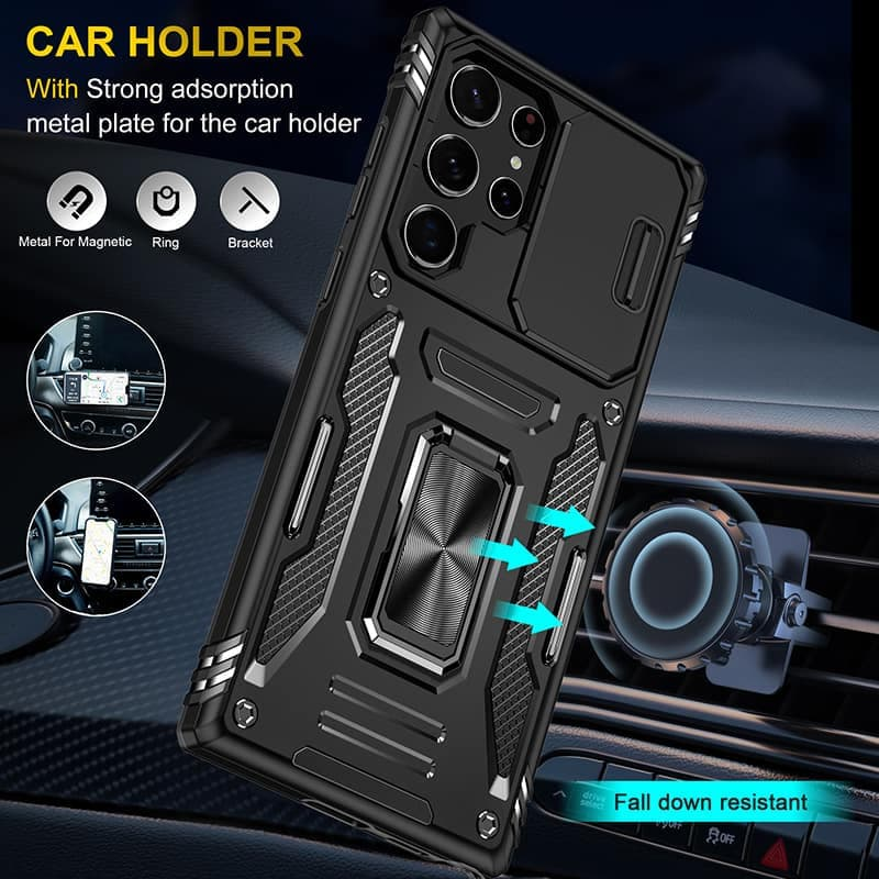Ударопрочный чехол Camshield Army Ring для Samsung Galaxy S25 Ultra, Черный / Black 2, Силикон, купить оптом с доставкой