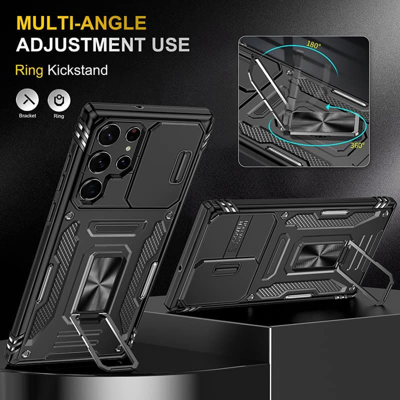 Ударопрочный чехол Camshield Army Ring для Samsung Galaxy S25 Ultra, Черный / Black 3, Силикон, купить оптом с доставкой