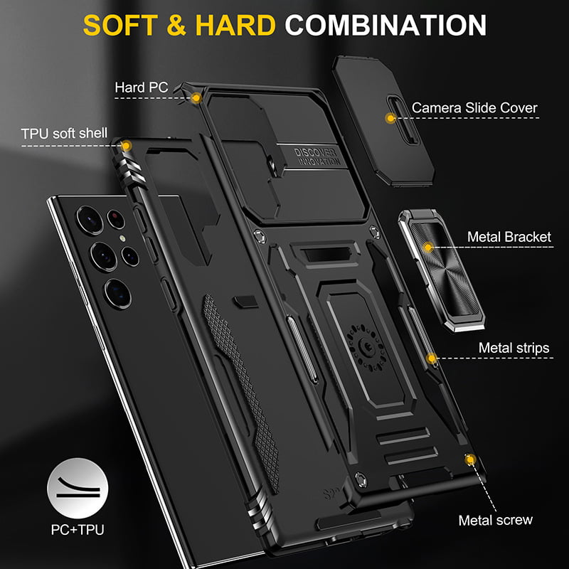 Ударопрочный чехол Camshield Army Ring для Samsung Galaxy S25 Ultra, Черный / Black 4, Силикон, купить оптом с доставкой