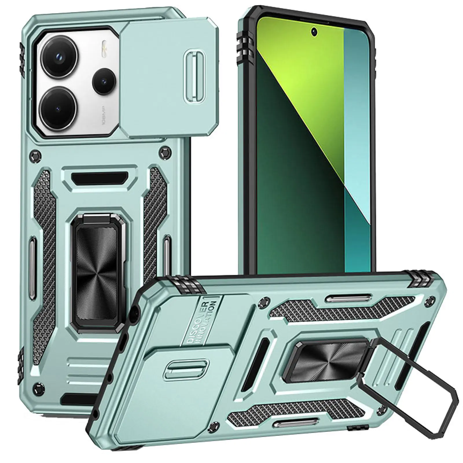 Ударопрочный чехол Camshield Army Ring для Xiaomi Redmi Note 14 4G (Int. version) / 14 5G, Зеленый / Light Green, Силикон, купить оптом с доставкой
