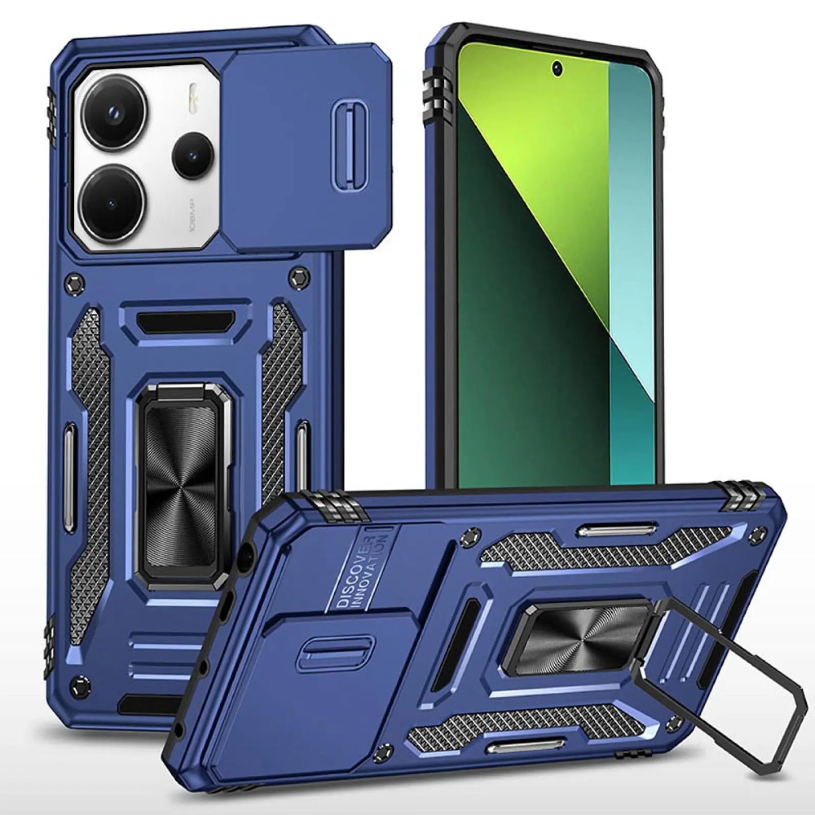 Ударопрочный чехол Camshield Army Ring для Xiaomi Redmi Note 14 4G (Int. version) / 14 5G, Синий / Navy, Силикон, купить оптом с доставкой