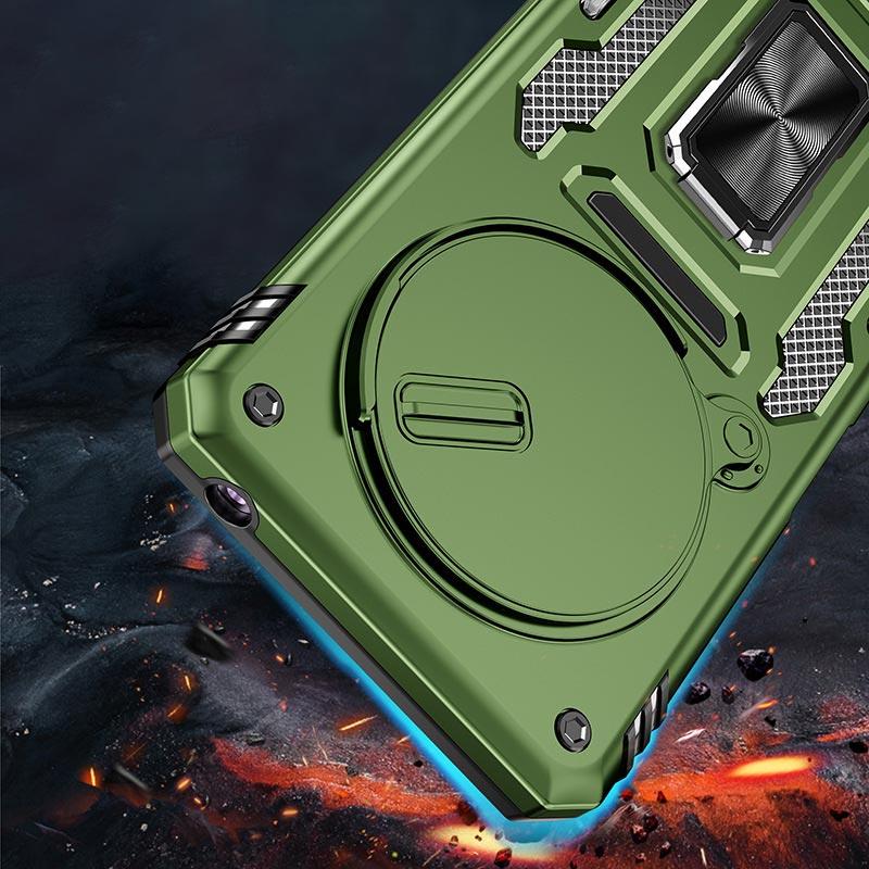 Противоударный чехол Camshield Army Ring для Xiaomi Redmi Note 14 Pro 4G | Бронированый с кольцом-подставкой на картинке №2