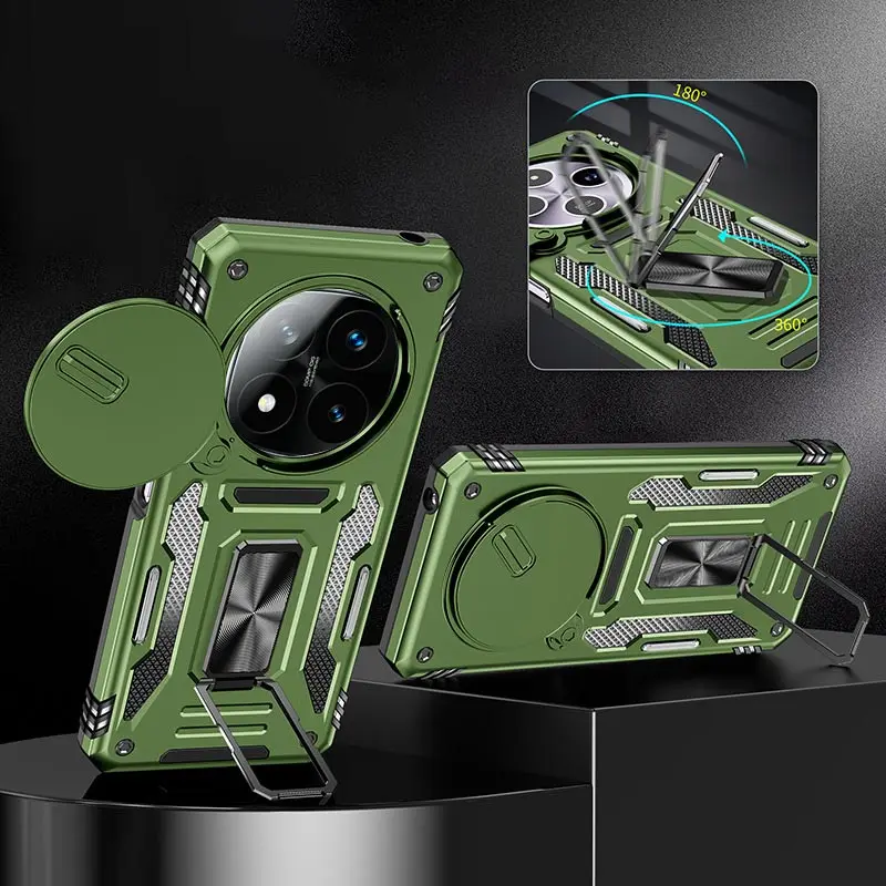 Ударопрочный чехол Camshield Army Ring для Xiaomi Redmi Note 14 Pro 4G/5G / Poco X7, Оливковый / Army Green 2, Силикон, купить оптом с доставкой