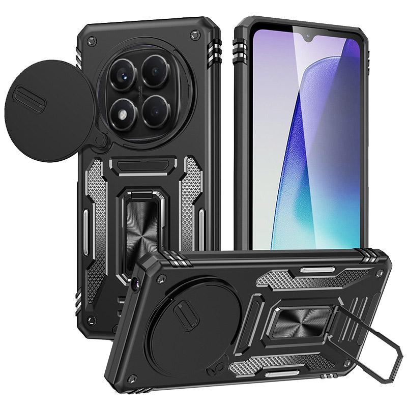 Противоударный чехол Camshield Army Ring для Xiaomi Redmi Note 14 Pro 4G | Бронированый с кольцом-подставкой на картинке №1