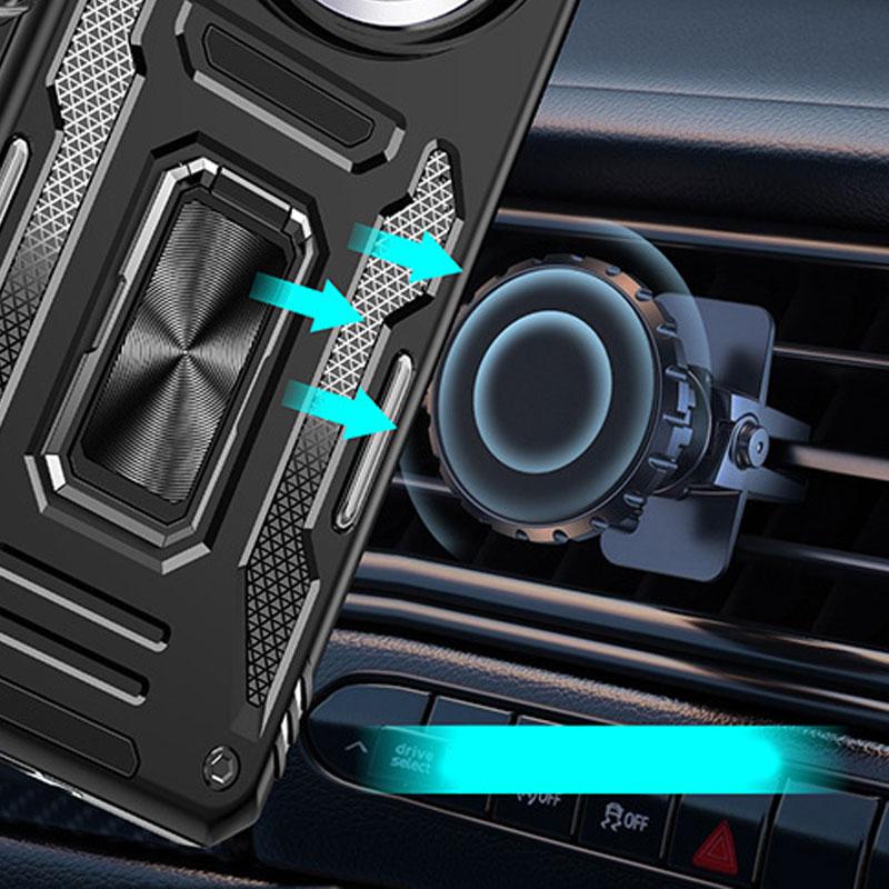 Противоударный чехол Camshield Army Ring для Xiaomi Redmi Note 14 Pro 4G | Бронированый с кольцом-подставкой на картинке №2