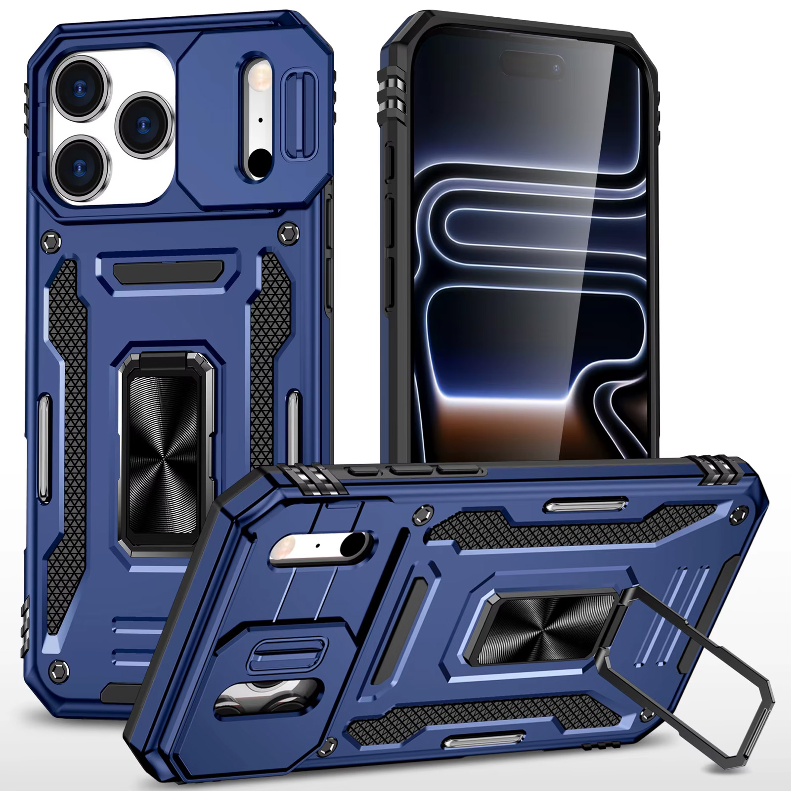 Ударостійкий чохол Camshield Army Ring для Apple iPhone 17 Pro (6.3"), Синій / Navy 1, Силікон, купити оптом з доставкою