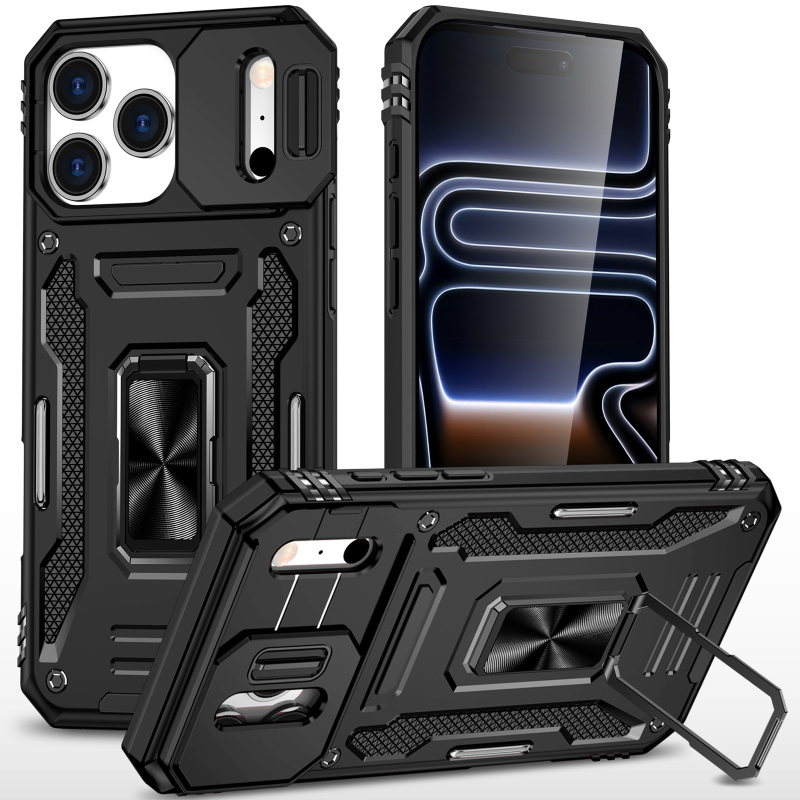 Ударостійкий чохол Camshield Army Ring для Apple iPhone 17 Pro (6.3"), Чорний / Black 1, Силікон, купити оптом з доставкою