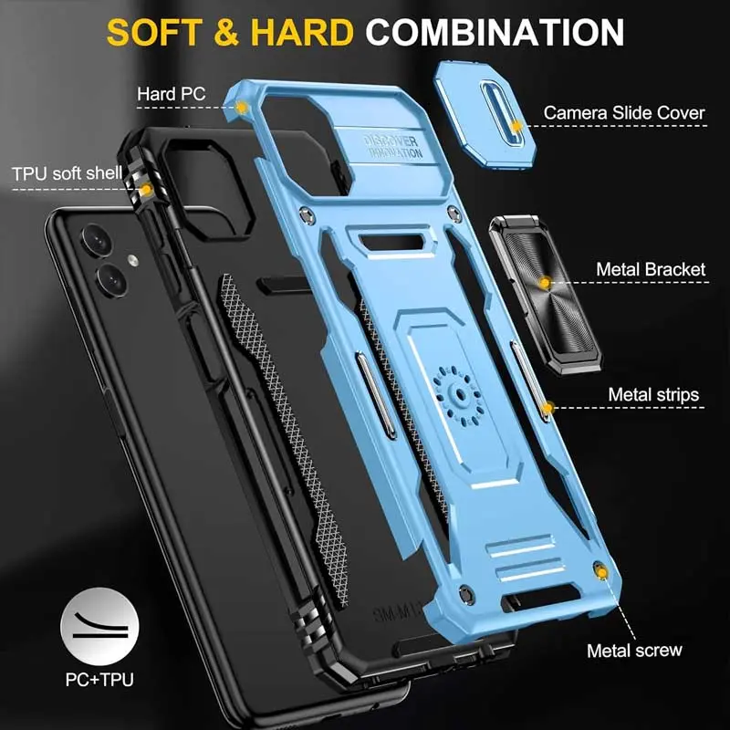 Ударостійкий чохол Camshield Army Ring для Samsung Galaxy A07, Блакитний / Light Blue 1, Силікон, купити оптом з доставкою