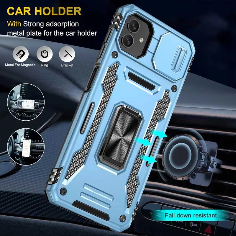 Ударостійкий чохол Camshield Army Ring для Samsung Galaxy A07, Блакитний / Light Blue 2, Силікон, купити оптом з доставкою